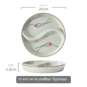 Ceramic Double Grid Eight Trigrams Mandarin Duck Dining Plate (Option: 10 Yipin Lotus Plate)