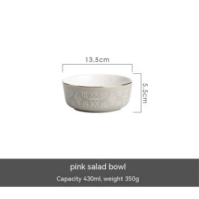 Hand-painted Light Luxury Underglaze Tableware Suit (Option: 55 Inch Beveled Edge Bowl-Pink)