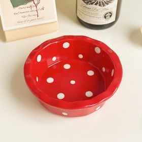 Korean Cute Polka Dot Lace Bowl (Color: Red)