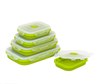 Reusable Pizza Storage Container with  Microwavable Serving Trays - Adjustable Pizza Slice Container to Organize & Save Space - BPA Free, Microwave (Color: Green, size: 550ML)